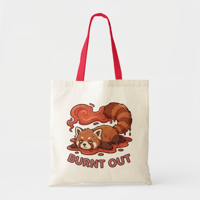 Funny Lazy Melting Red Panda Cartoon Tote Bag (Devant)