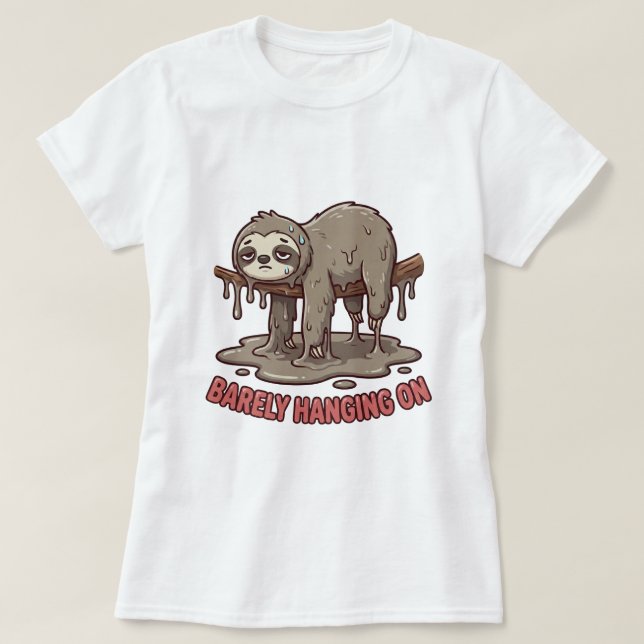 Funny Lazy Melting Sloth Cartoon T-Shirt (Design devant)