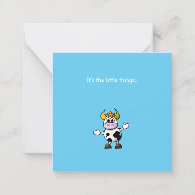 Funny Little Cow Mini Merci Carte de Note (Devant)