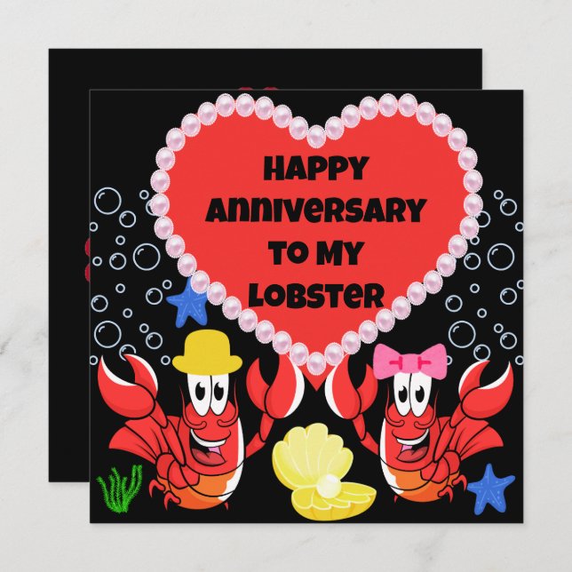 Funny Lobster Anniversaire Carte pour Lui et elle (Devant / Derrière)