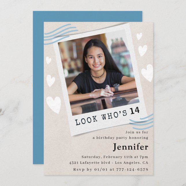 Funny Look qui reçoit des invitations pour 14e ann (Devant / Derrière)