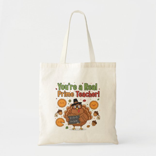 Funny Math Teacher Thanksgiving Tote Bag – Turkey (Devant)