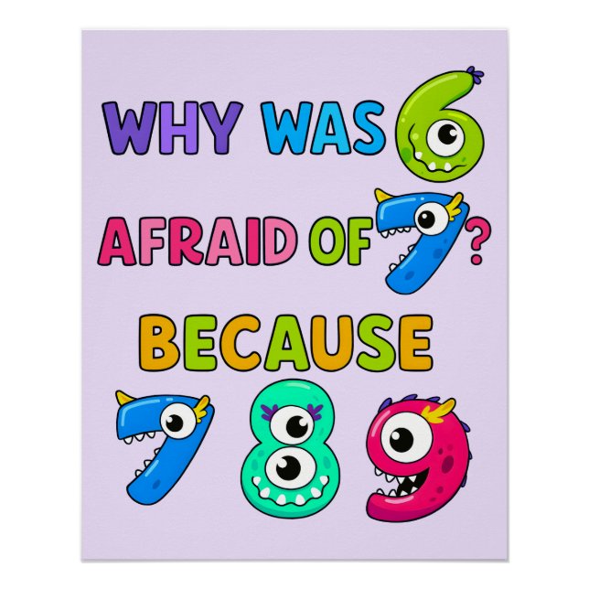 Funny Maths Joke Poster for Kids UK Classroom (Devant)