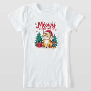Funny Meowy Christmas Cat T-shirt
