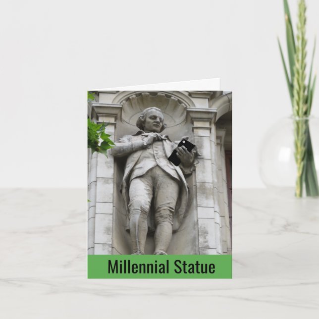 Funny Millennial Statue Bonne carte d'anniversaire (Devant)