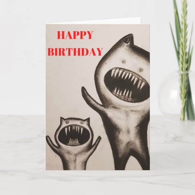 FUNNY MONSTER HEUREUSE CARTE D'ANNIVERSAIRE (Devant)