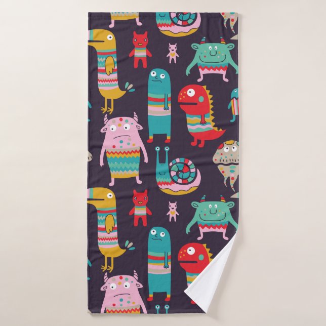Funny monsters seamless pattern (Serviette de bain)