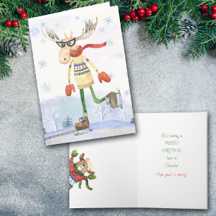 Funny Moosey Colorado Carte de voeux de Noël