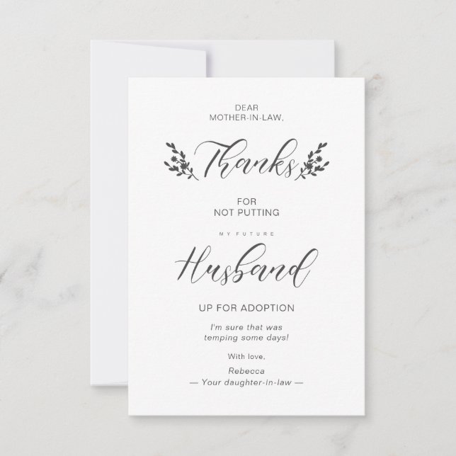 Funny Mother-in-law Quote Botanical Handwriting (Devant)