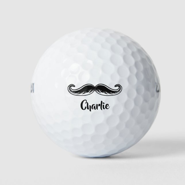 Funny Mustache nom personnalisé balles de golf (Devant)