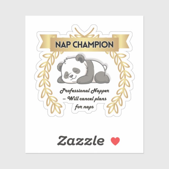 Funny Nap Champion Panda Sticker (Feuille)