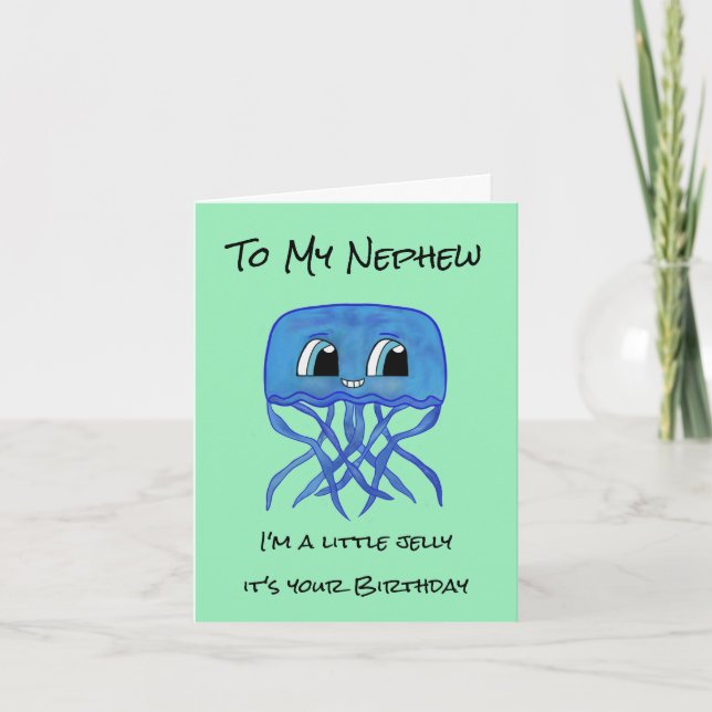 Funny Nephew carte d'anniversaire - Jellyfish (Devant)
