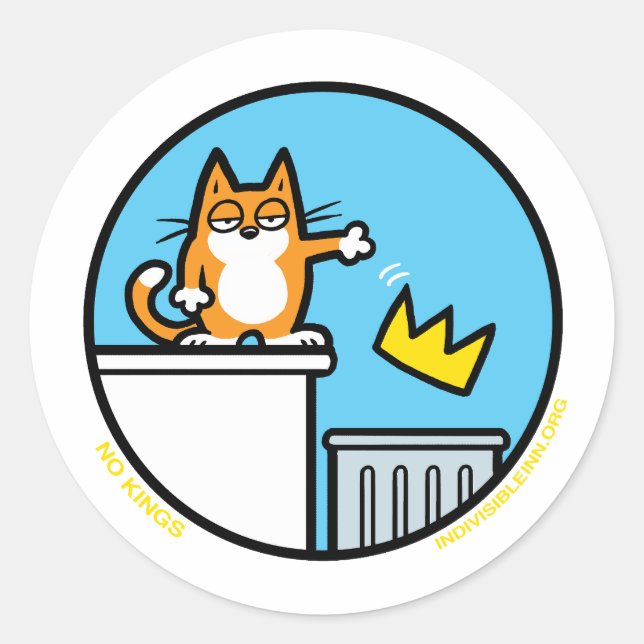 Funny No Kings Cat Cartoon Stickers (Devant)