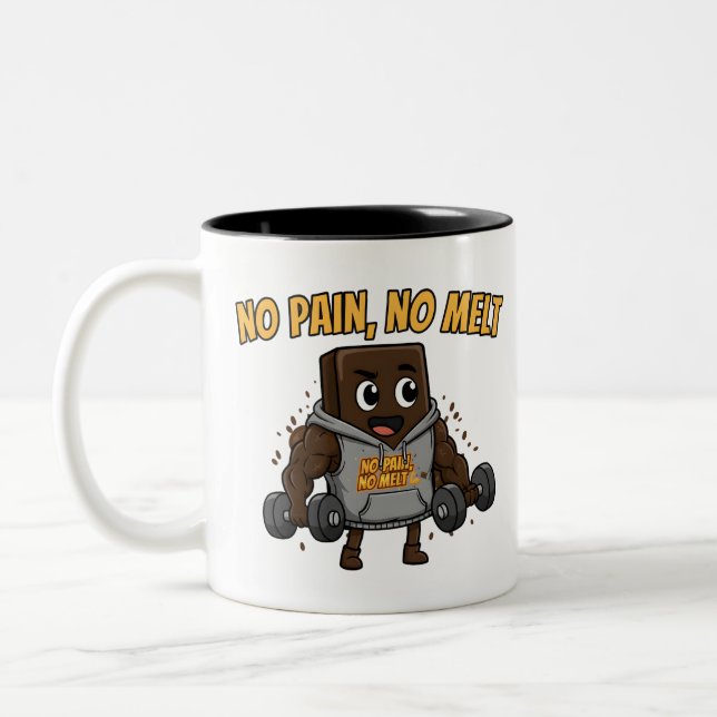 Funny "No Pain, No Melt" Chocolate Gym Mug (Gauche)