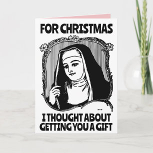 FUNNY NUN CATHOLIC CHRISTMAS GRANDE CARTE DE SALUT