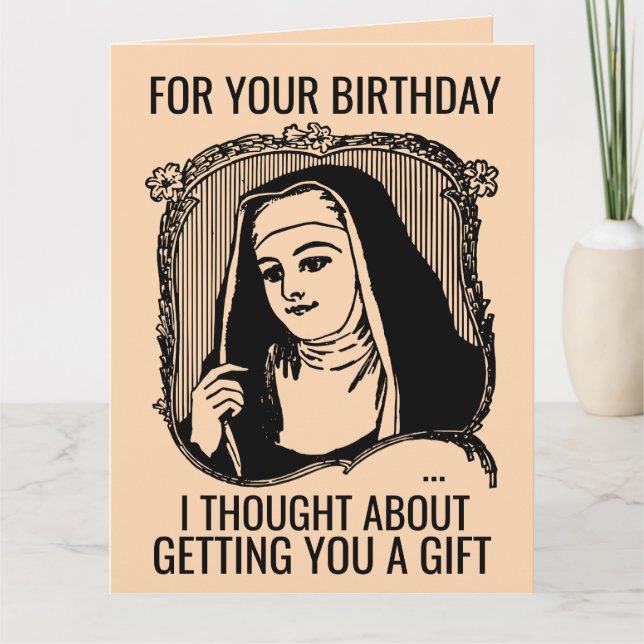 FUNNY NUN CATHOLIQUE ANNIVERSAIRE GRANDE CARTE DE  (Devant)