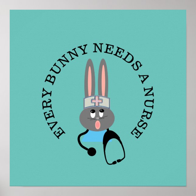 Funny Nurse Stethoscope Bunny Poster (Devant)