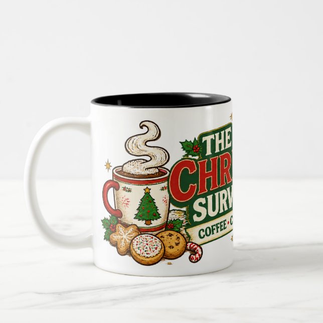 Funny Office Christmas Survival Mug (Gauche)