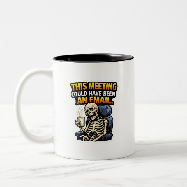 Funny Office Skeleton Meeting Email Coffee Mug (Gauche)