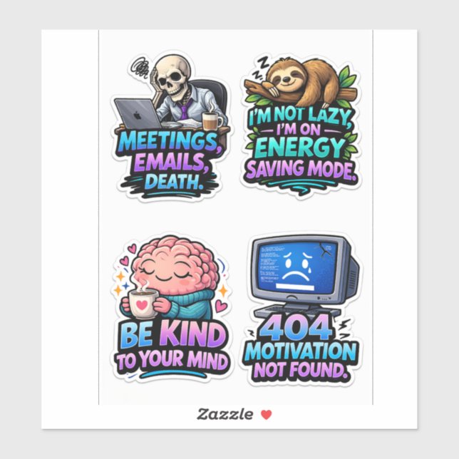 Funny Office Survival Sticker Sheet Pack (Feuille)