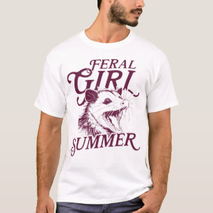 Funny Opossum Feral Girl Summer T-shirt