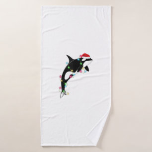 Funny Orca Tueur Baleine Santa Chapeau Mer de Noël