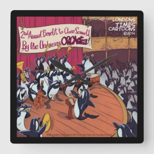 Funny Orca Whale Orchestra Carré Horloge murale