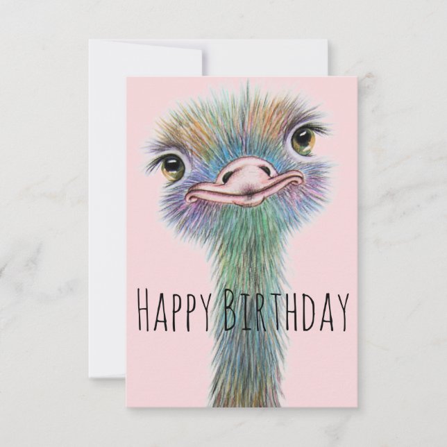 Funny Ostrich Carte d'anniversaire personnalisable (Devant)