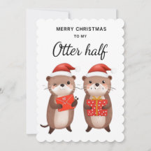 Funny Otter carte de Noël pour mari, femme