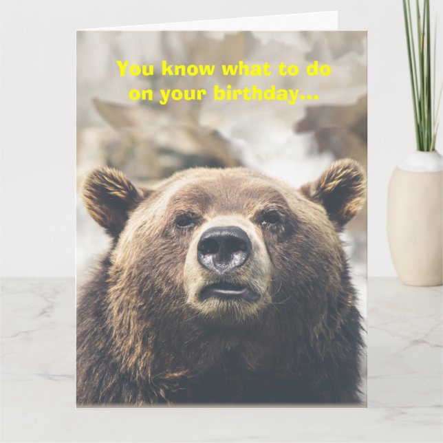 Funny Ours Giant Carte d'anniversaire Bear Pun per (Devant)