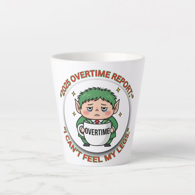 Funny Overtime Elf Christmas Coffee Mug – Office B (Devant)