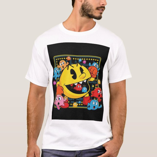 Funny Pac-Man T-Shirt – Retro Arcade Gaming Tee (Devant)