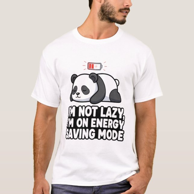 Funny Panda "Energy Saving Mode" T-Shirt (Devant)