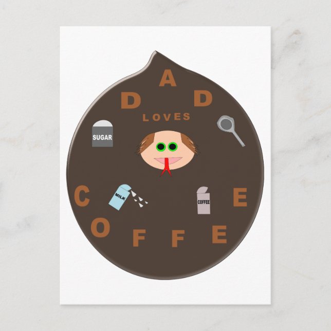 Funny Papa Monster Aime La Carte Postale Café (Devant)