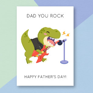 Funny Papa, tu Rock Dino Pun carte Fête des pères
