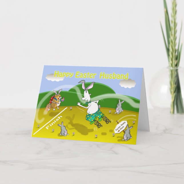 Funny Pâques carte de mari, Fat cat et Duncan (Devant)