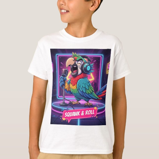 Funny Parrot Singing Karaoke T-Shirt  (Devant)