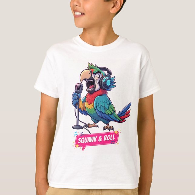 Funny Parrot Singing Karaoke T-Shirt  (Devant)