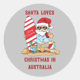 Funny Père Noël aime Noël en Australie autocollant