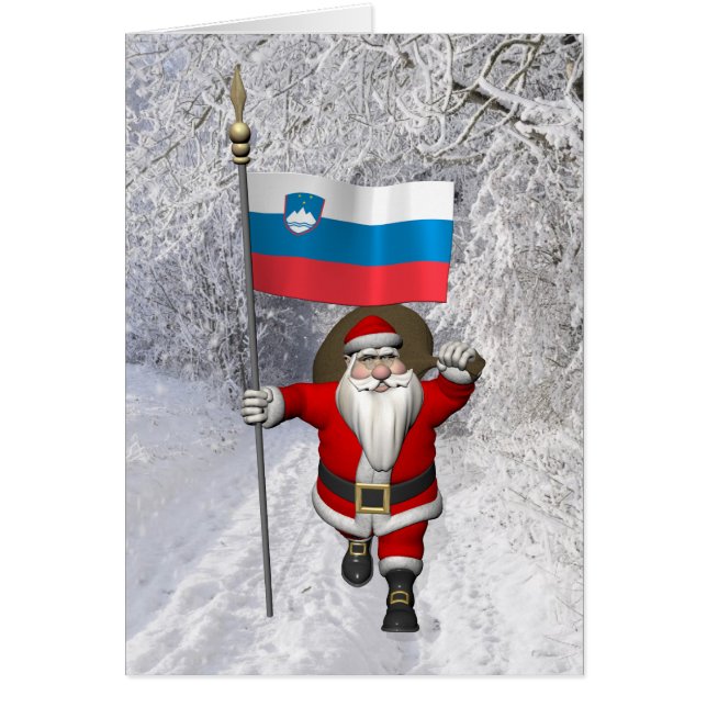 Funny Père Noël Avec L'Ensigne De Slovénie (Devant)