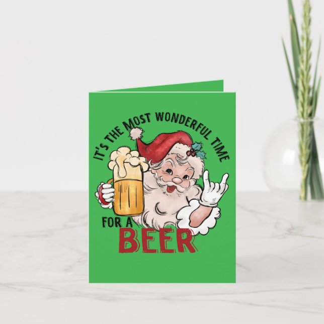 Funny Père Noël carte de Noël pour buveur de bière (Devant)