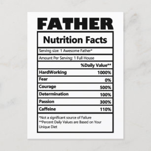Funny Père Nutrition Facts Carte postale