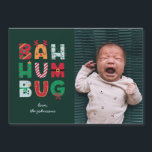 Funny Photo Bah Humbug Carte de vacances<br><div class="desc">Carte drôle pour une année difficile. Bah Humbug est enveloppé de joyeux motifs de Noël. Message humoristique pour les fêtes. Ajoutez votre propre photo.</div>