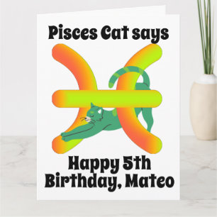 Funny Pisces Chat Carte d'anniversaire personnalis