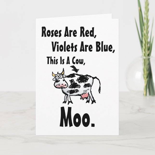 Funny Poem de vache carte d'anniversaire (Devant)