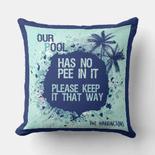 Funny Pool Area nom personnalisé lancer oreiller