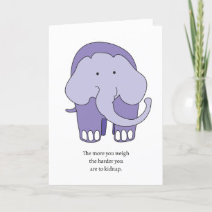 Funny Purple Elephant Carte d'anniversaire
