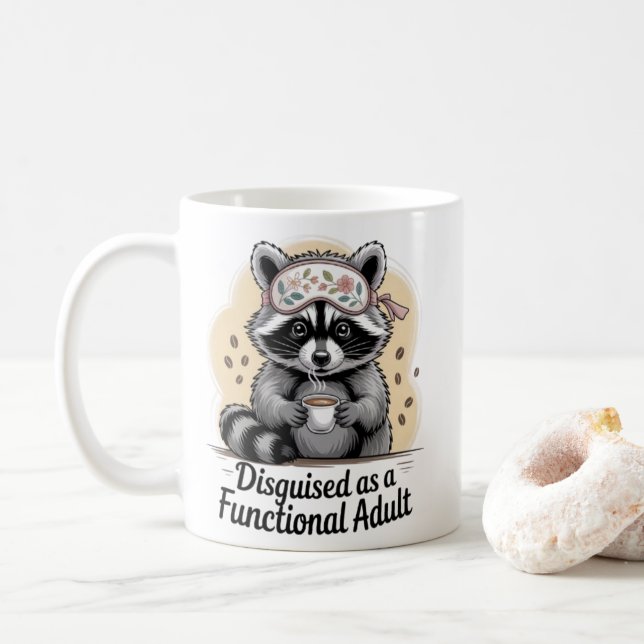 Funny Raccoon Coffee Mug Disguised as a Functional (Avec donut)