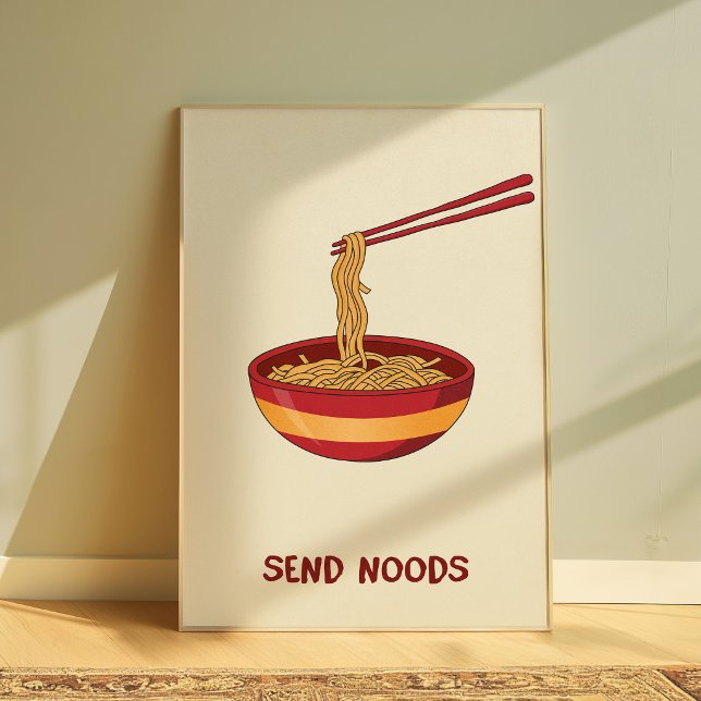 Funny Ramen Wall Art “Send Noods” Meme Poster Cute (Créateur téléchargé)