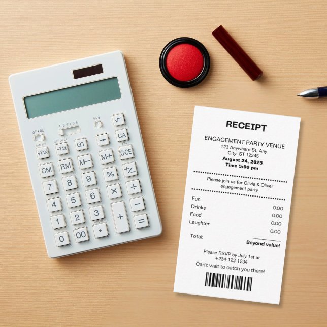 Funny, Receipt theme engagement party invitation (Créateur téléchargé)